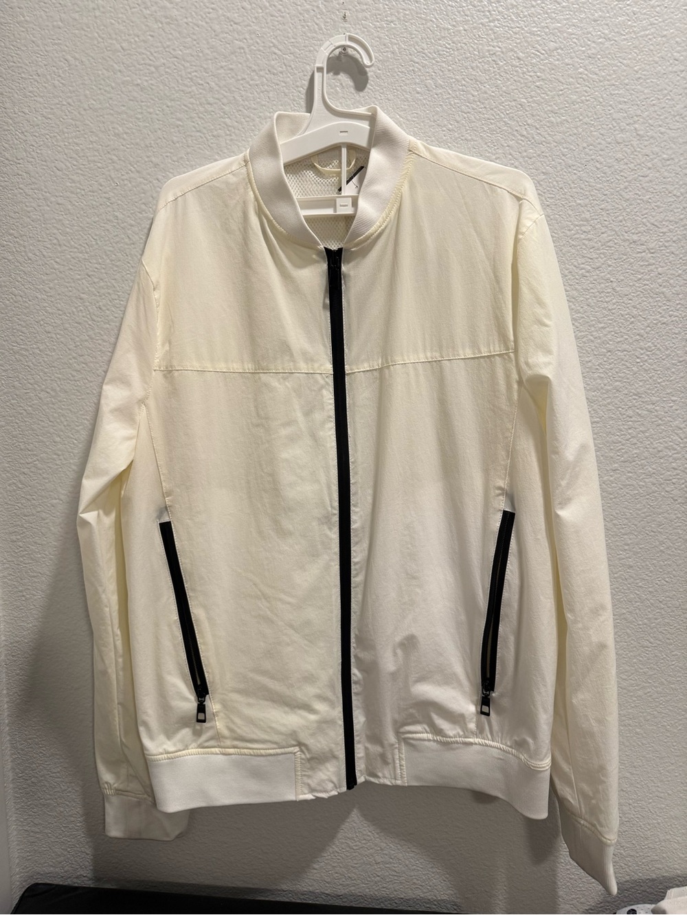 ZARA Men's White Bomber Jacket Full Zip-Up